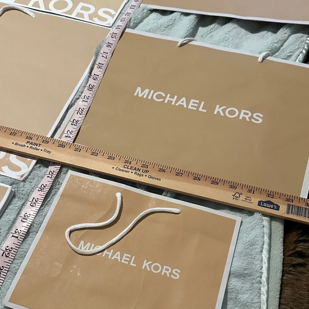 6 Michael Kors Beige and White Bags & One Box